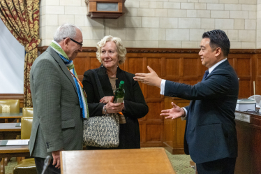 Local MP Alan Mak presents Havant couple with surprise wedding anniversary gift during Parliament visit